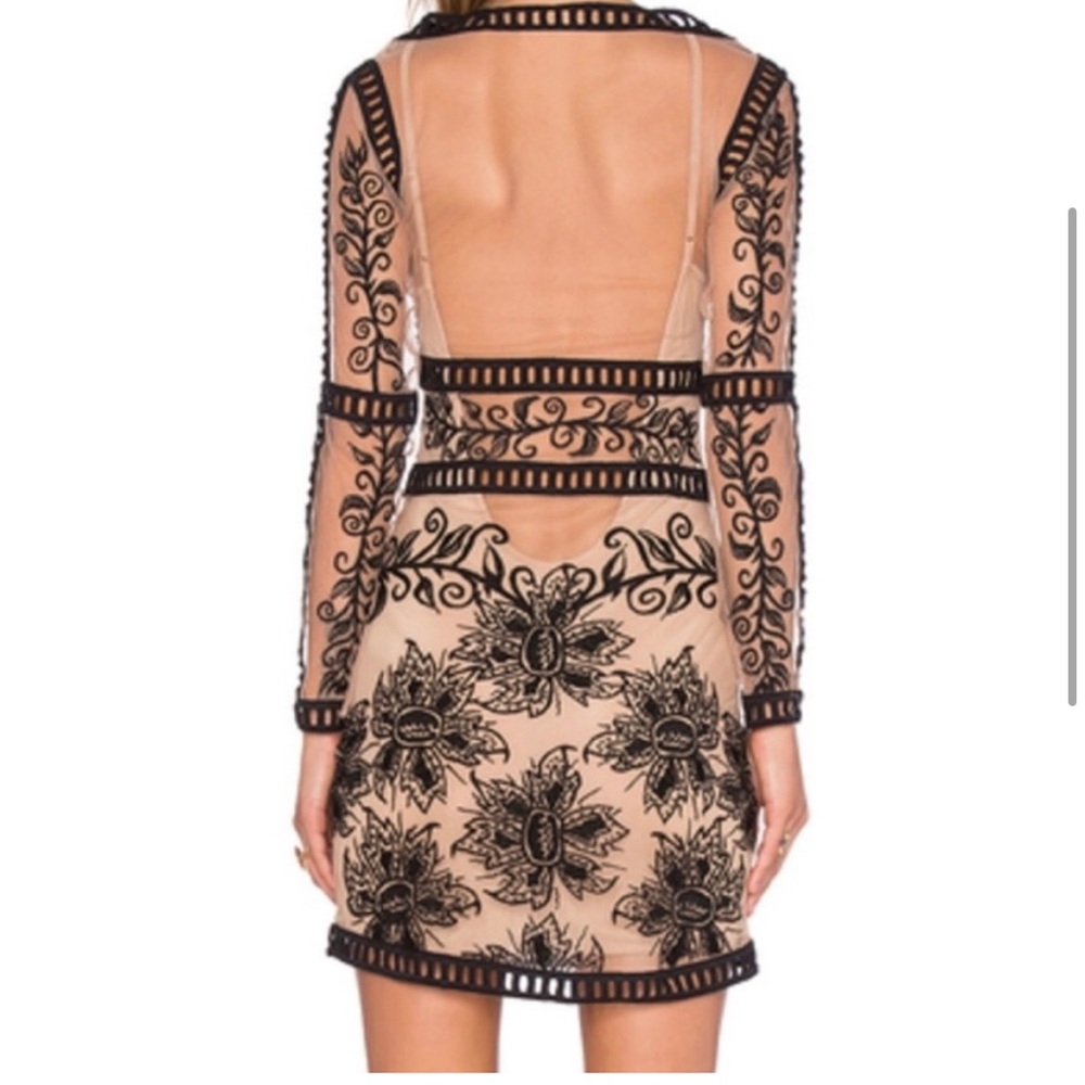 For love and lemons desert nights bodycon dress with nude slip NWOT